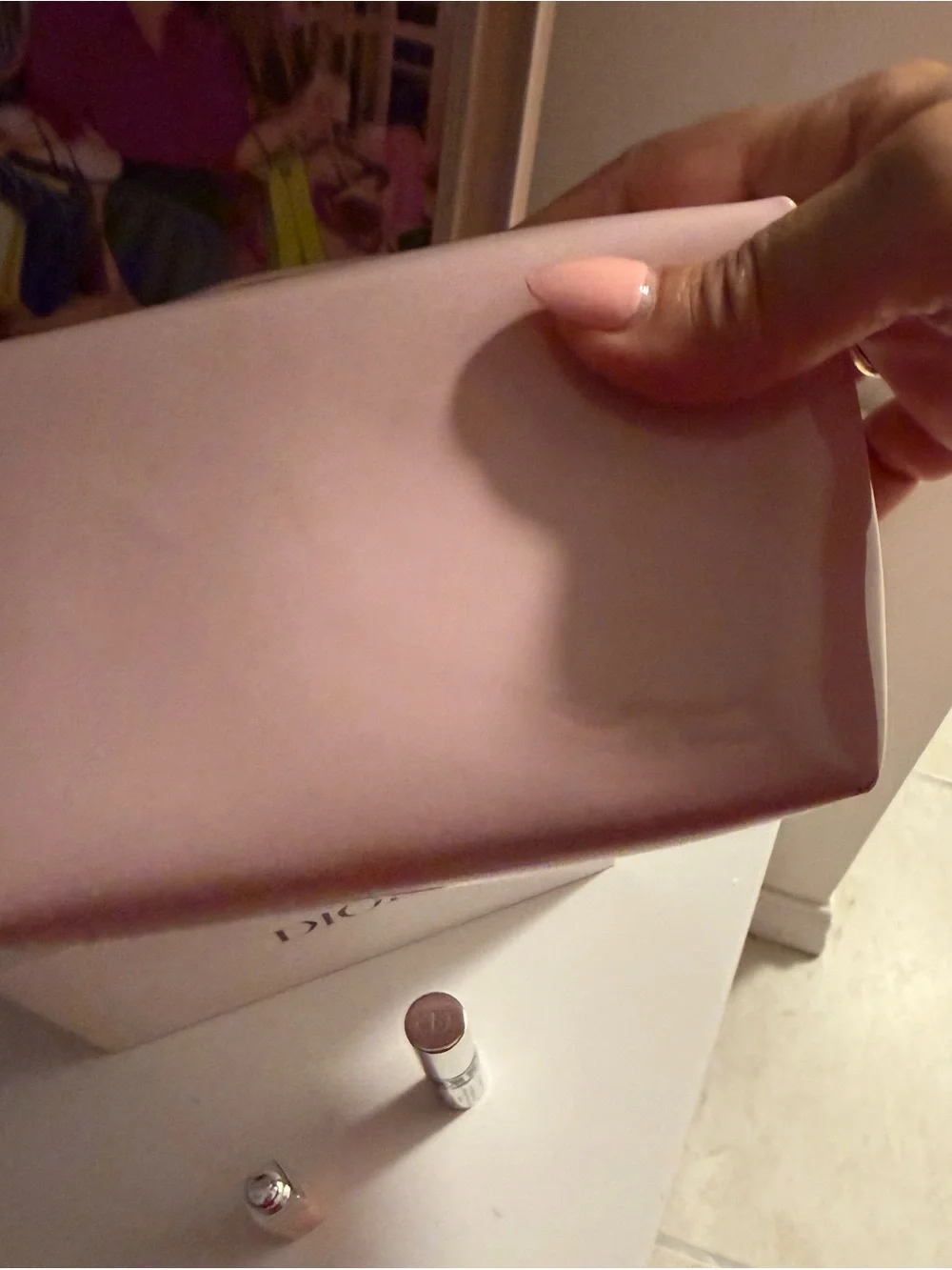 Dior Pink Cosmetic Pouch with mini Dior Lip maximiser& mini Dior mascara